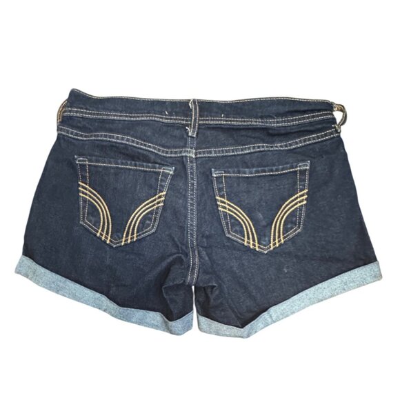 Hollister Midi Denim Shorts Womens Size 1 W25 Dark Wash Casual 4" Inseam - Picture 4 of 4